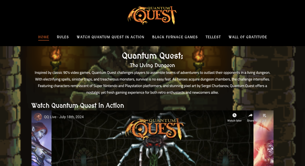 Quantum Quest front page